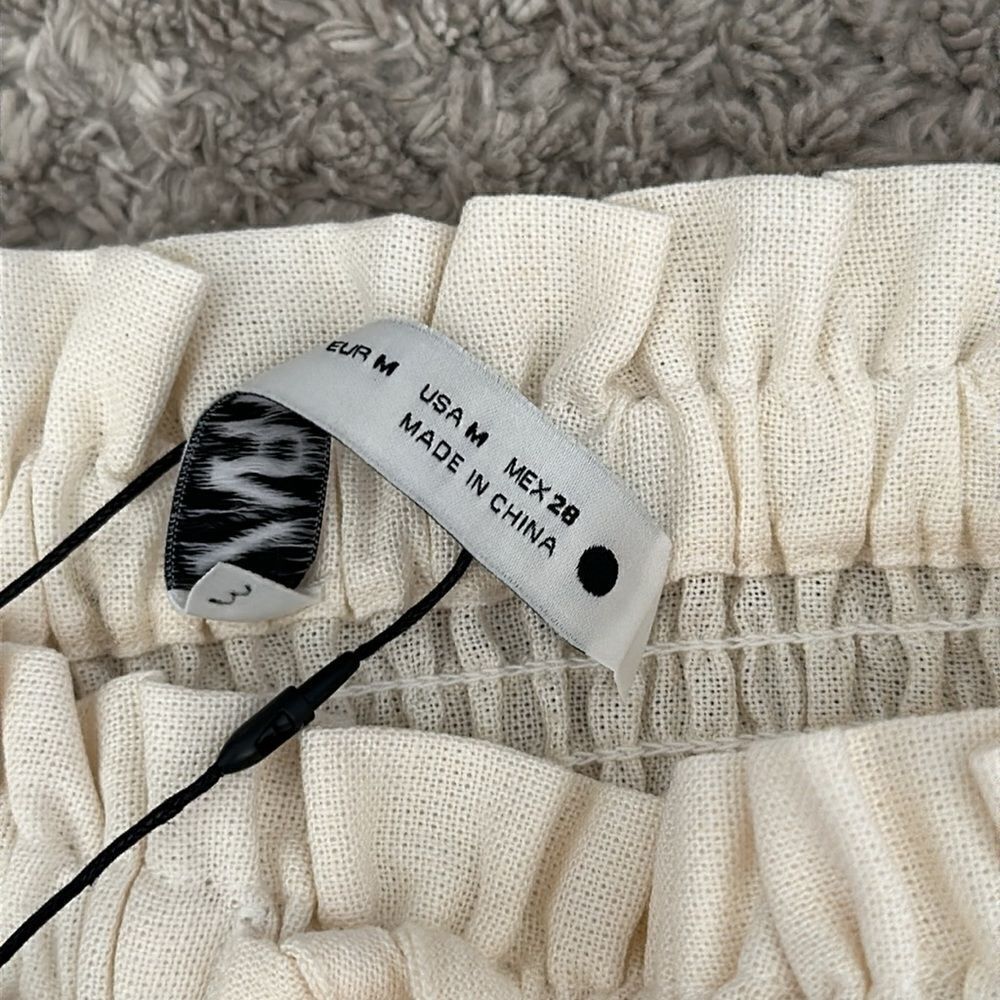 Zara Ecru Linen Blend Short Skirt Size M XL NWT Smocked Waist Summer Mini Skirt - Picture 10 of 15